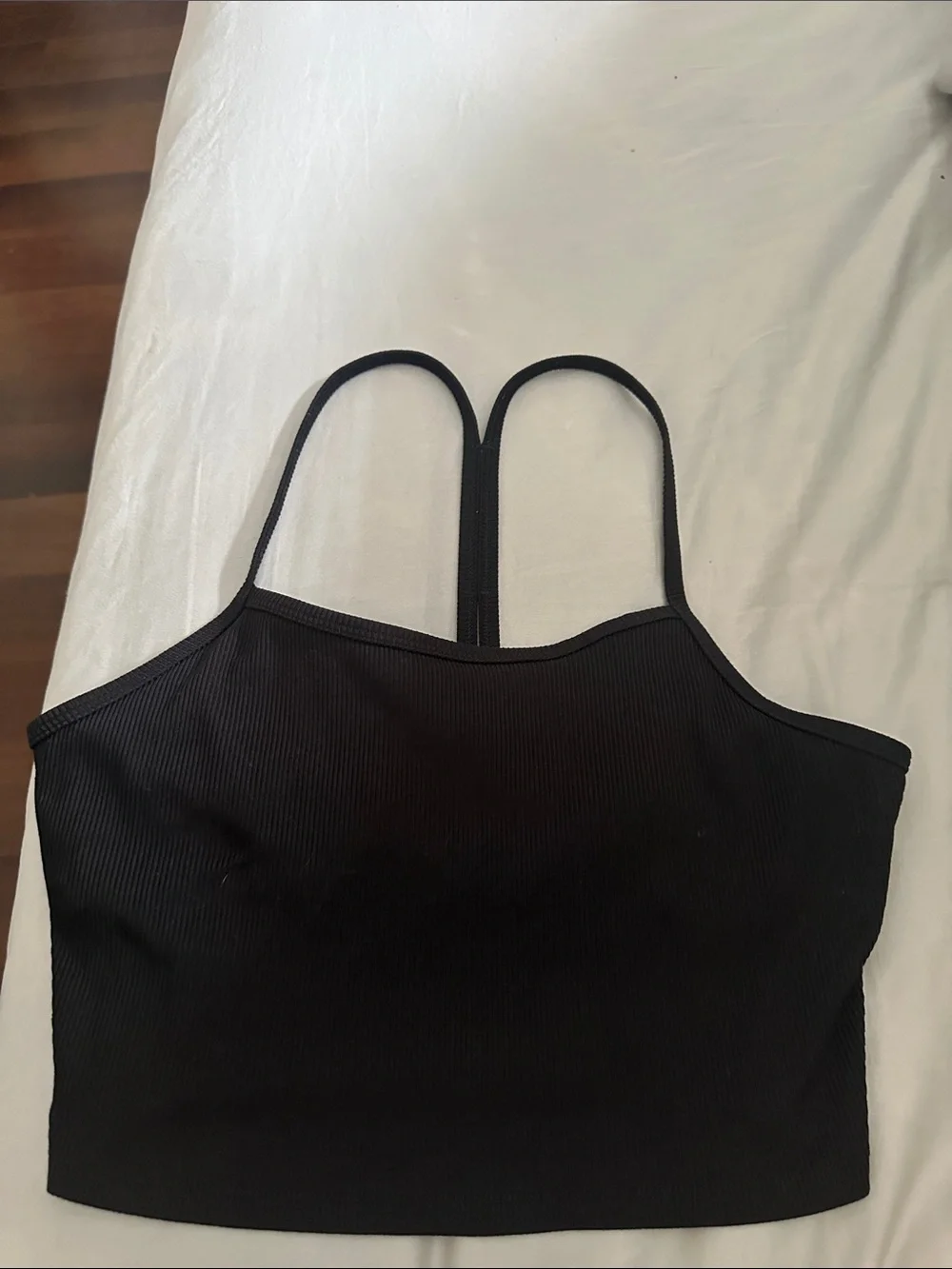 ALO Yoga Black Ribbed Strappy Sports Bra Crop Top Medium - Picture 5 of 7